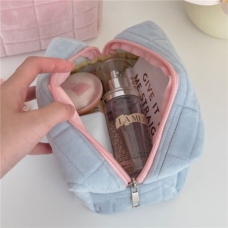 Plush Checkered Makeup Bag – Large Cosmetic & Travel Organizer