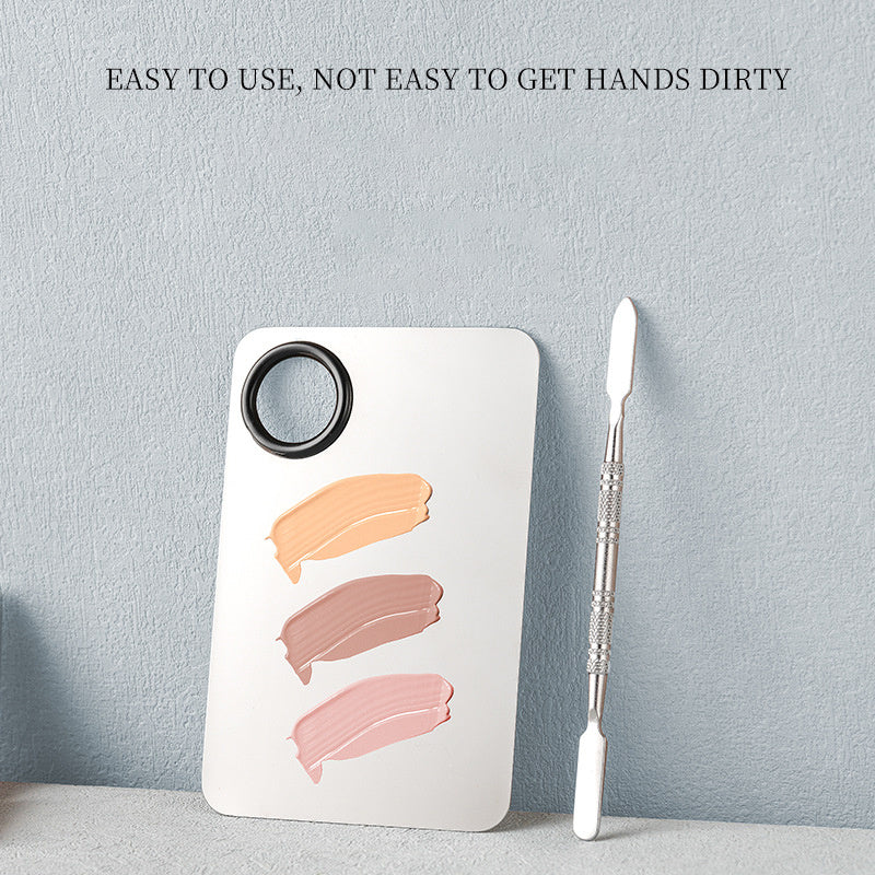 Stainless Steel Makeup Mixing Palette with Spatula