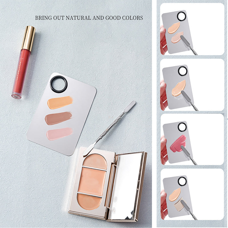 Stainless Steel Makeup Mixing Palette with Spatula