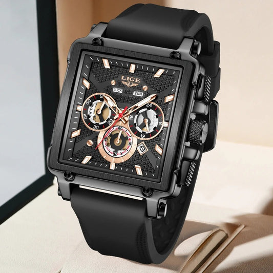 New Fashion LIGE Square Men's Watch