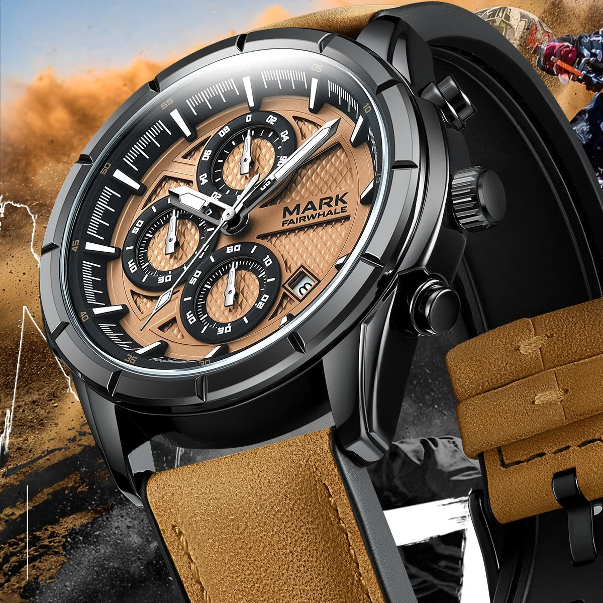 New Fashion Brown Mark Fairwhale  Men's Sport Watch