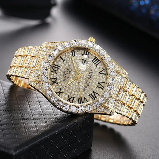 Men’s Diamond Bling Gold Watch